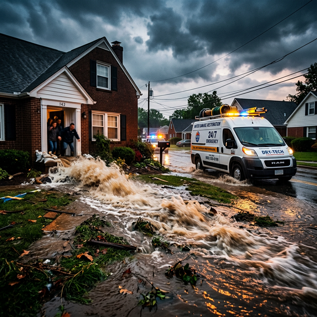 Yard flooded from a main water line break